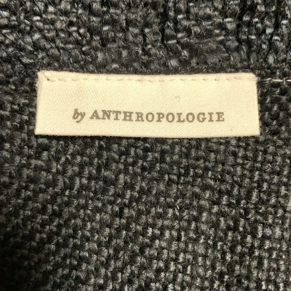 Anthropologie Luxe Linen Blend Woven Black 50x84 One Curtain Minimalist Boho